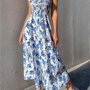Amazon Blue and White Floral Maxi Dress